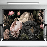 Lofaris Black Pink Spring Florals Leaves Photography Backdrop